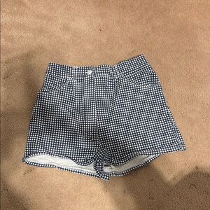 Women's Blue and White High Waisted Shorts